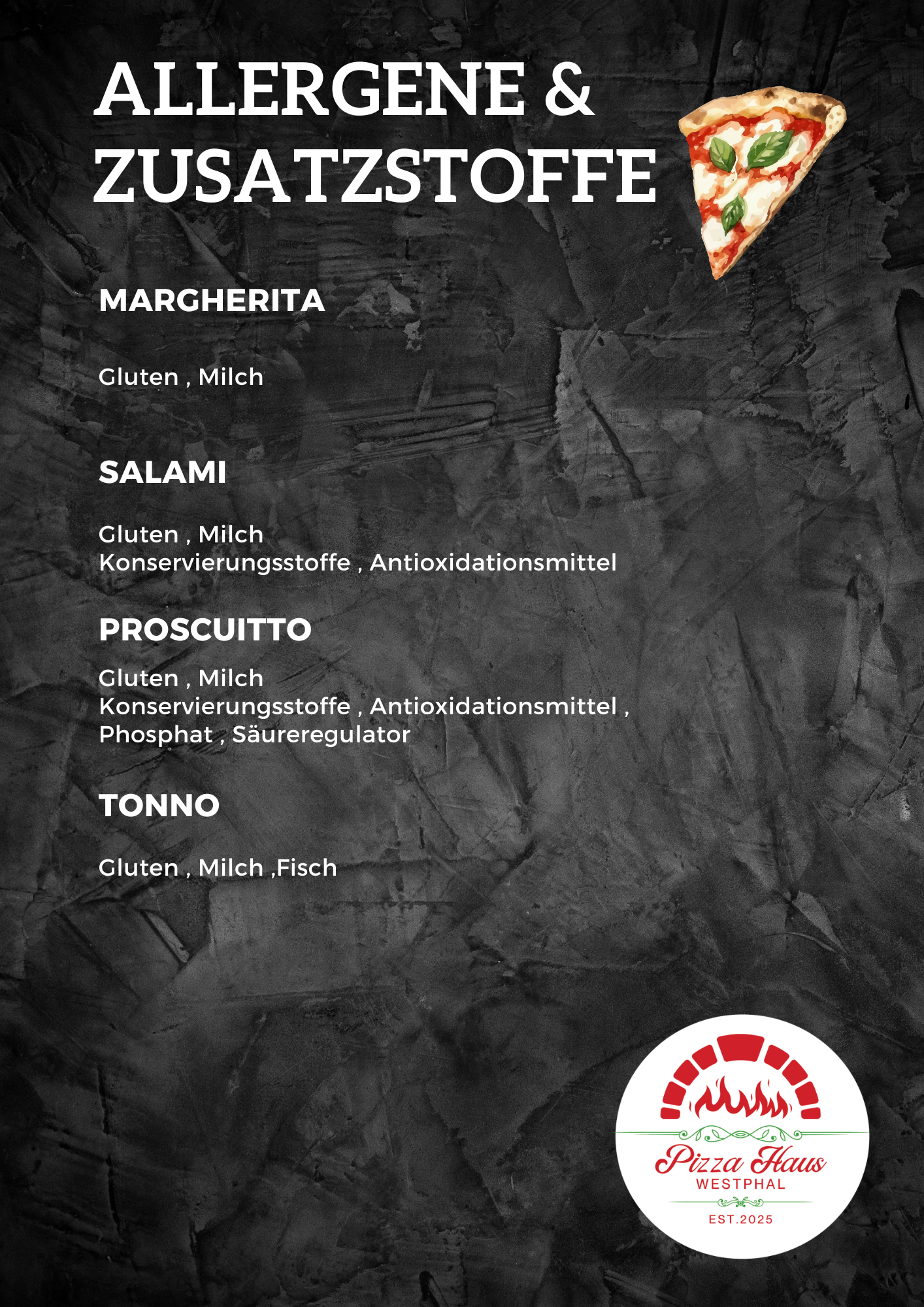Pizzahaus-Westphal Allergene